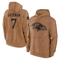 Ncoe B.Ravens #7 Rashod Bateman Player Brown Salute to Service Pullover Hoodie Stitched Jerseys