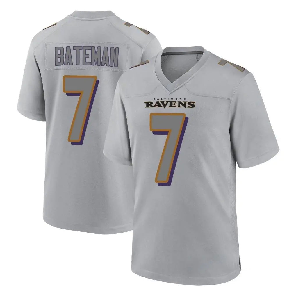Ncoe B.Ravens #7 Rashod Bateman Player Gray Color Rush Vapor Untouchable Game Stitched Jerseys