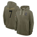 Ncoe B.Ravens #7 Rashod Bateman Player Olive Salute to Service Hoodie Stitched Jerseys