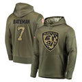 Ncoe B.Ravens #7 Rashod Bateman Player Olive Salute to Service Pullover Hoodie Stitched Jerseys
