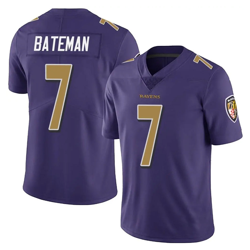Ncoe B.Ravens #7 Rashod Bateman Player Purple Color Rush Vapor Untouchable Limited Home Game Stitched Jerseys