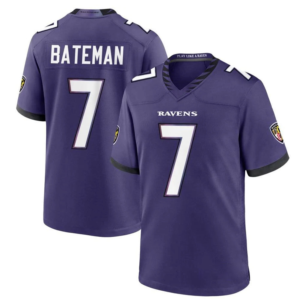 Ncoe B.Ravens #7 Rashod Bateman Player Purple Limited Home Game Stitched Jerseys
