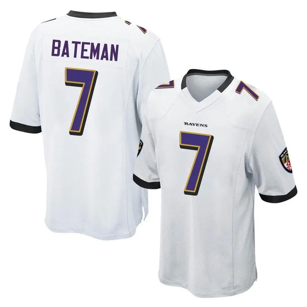 Ncoe B.Ravens #7 Rashod Bateman Player White Game Home Stitched Jerseys