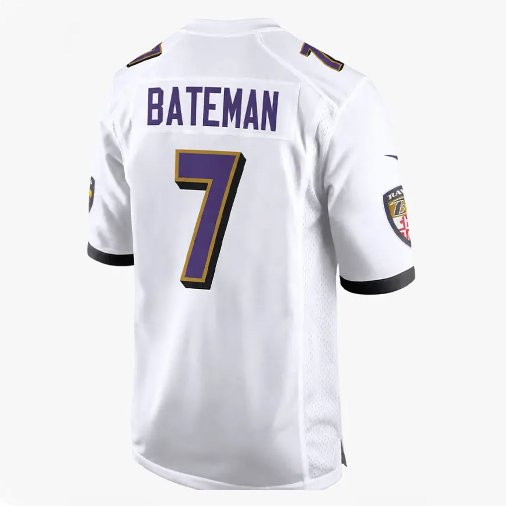 Ncoe B.Ravens #7 Rashod Bateman Player White Home Game Stitched Jerseys