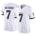 Ncoe B.Ravens #7 Rashod Bateman Player White Vapor F.U.S.E. Limited Home Game Stitched Jerseys