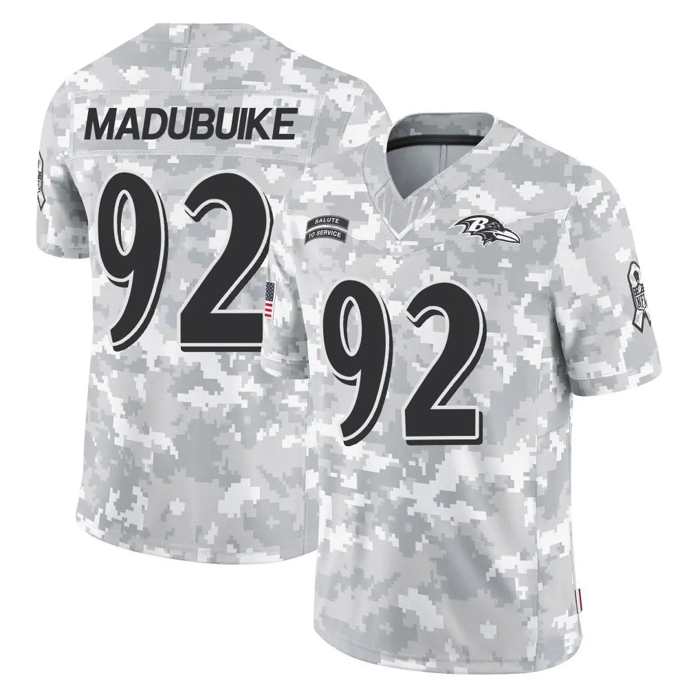 Ncoe B.Ravens #92 Nnamdi Madubuike Player Arctic Camo Salute to Service Limited Stitched Jerseys