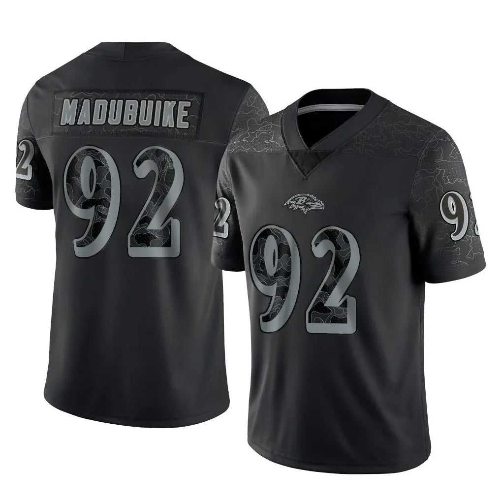 Ncoe B.Ravens #92 Nnamdi Madubuike Player Black REFLECTIVE Limited Stitched Jerseys
