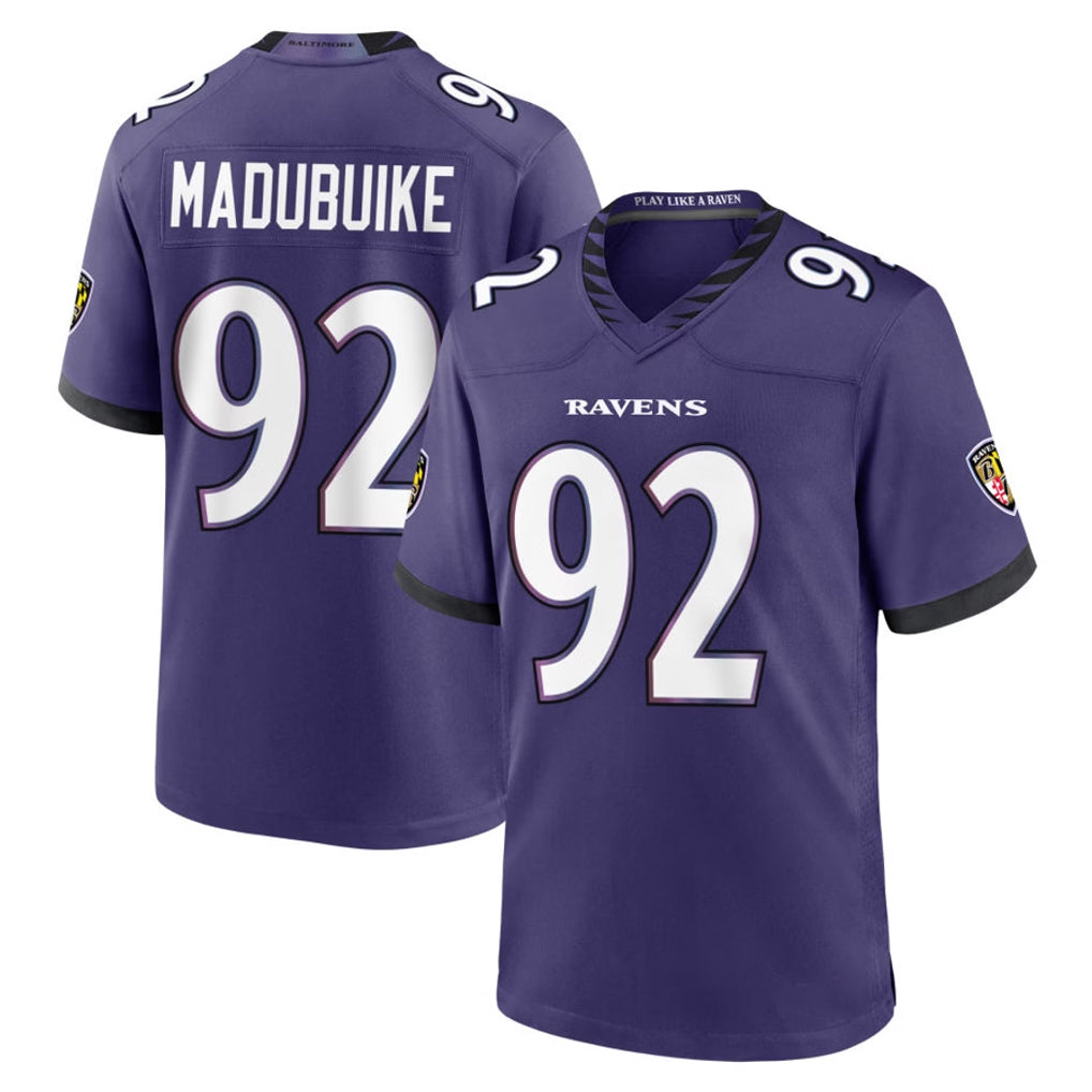 Ncoe B.Ravens #92 Nnamdi Madubuike Player Purple Home Game Stitched Jerseys
