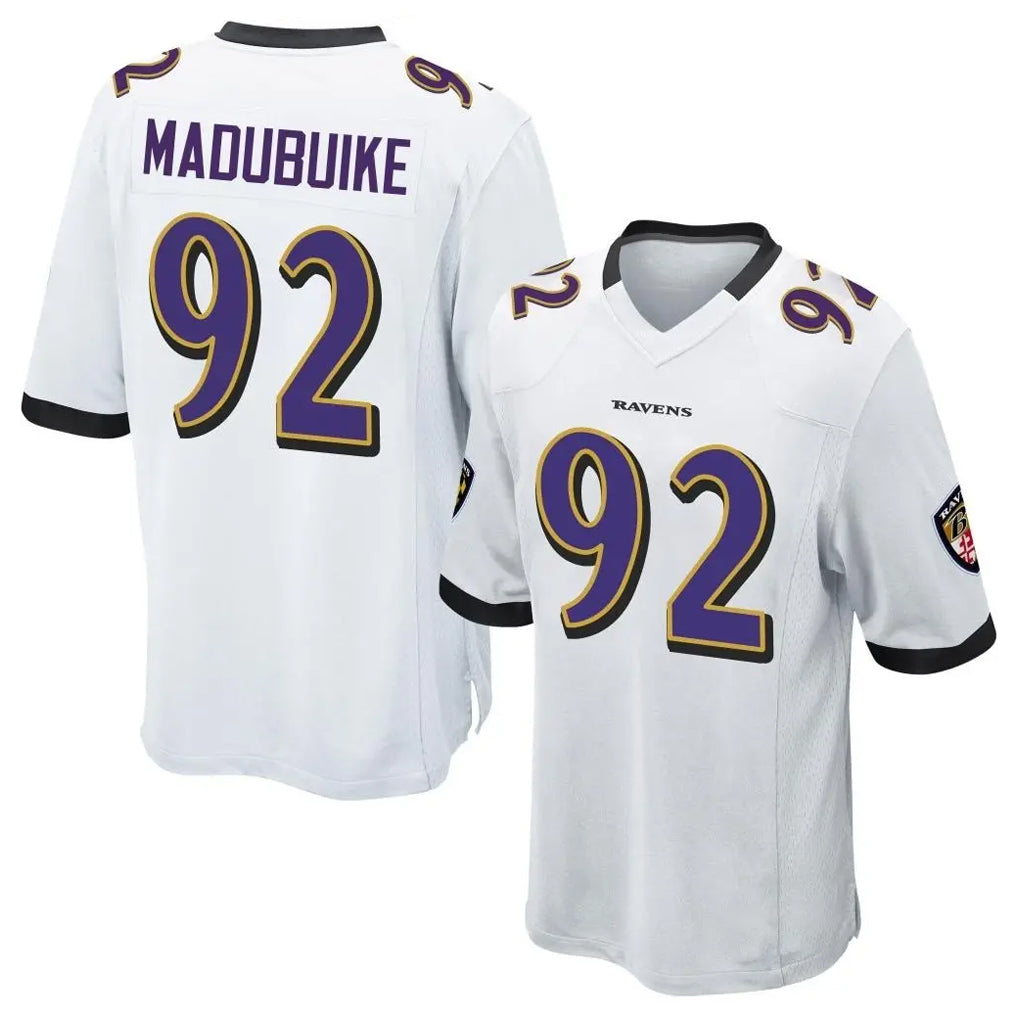 Ncoe B.Ravens #92 Nnamdi Madubuike Player White Alternate Home Game Stitched Jerseys