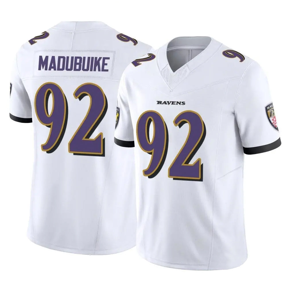 Ncoe B.Ravens #92 Nnamdi Madubuike Player White Vapor F.U.S.E. Limited Home Game Stitched Jerseys