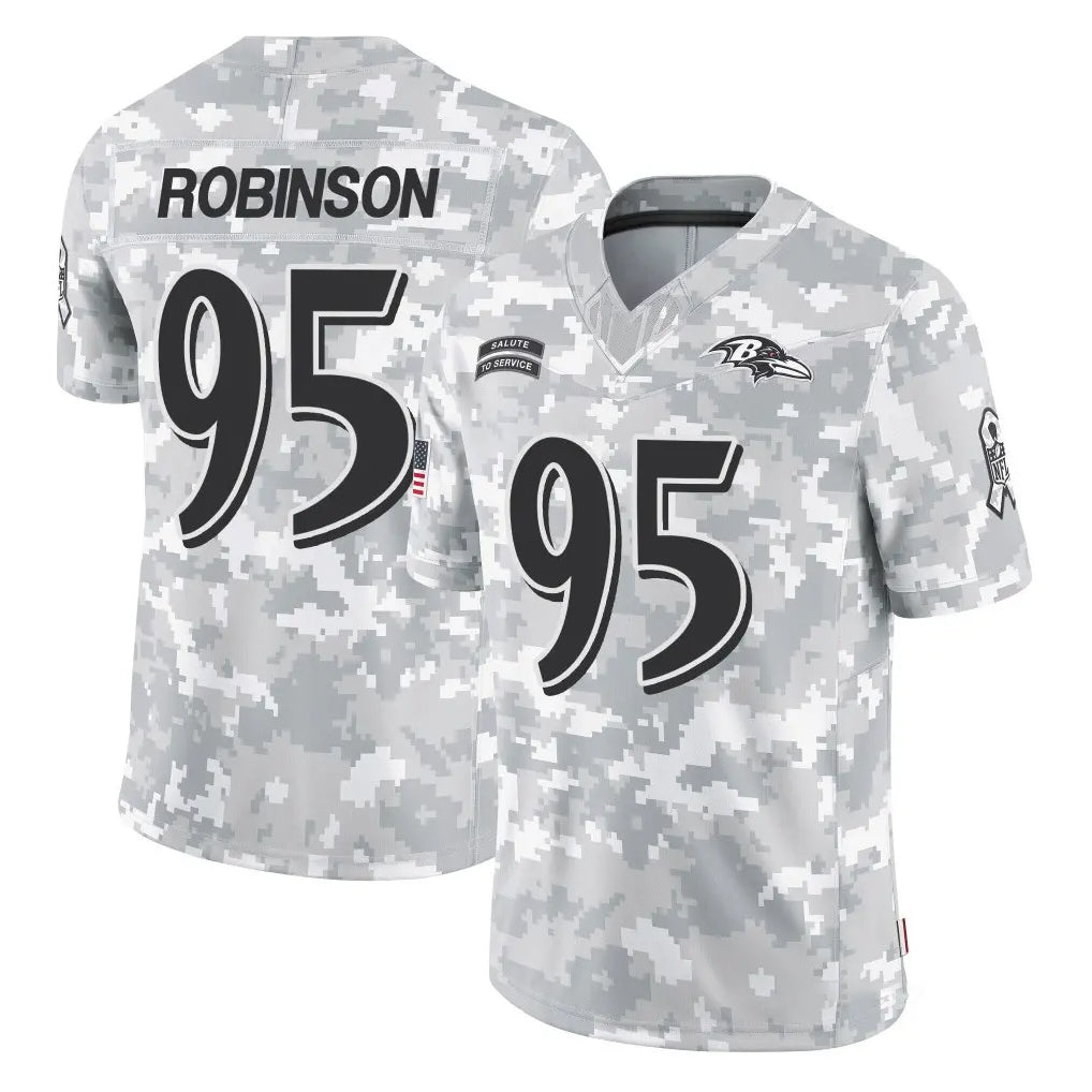 Ncoe B.Ravens #95 Tavius Robinson Player Arctic Camo Salute to Service Limited Stitched Jerseys