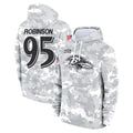 Ncoe B.Ravens #95 Tavius Robinson Player Arctic Camo Salute to Service Pullover Hoodie Stitched Jerseys