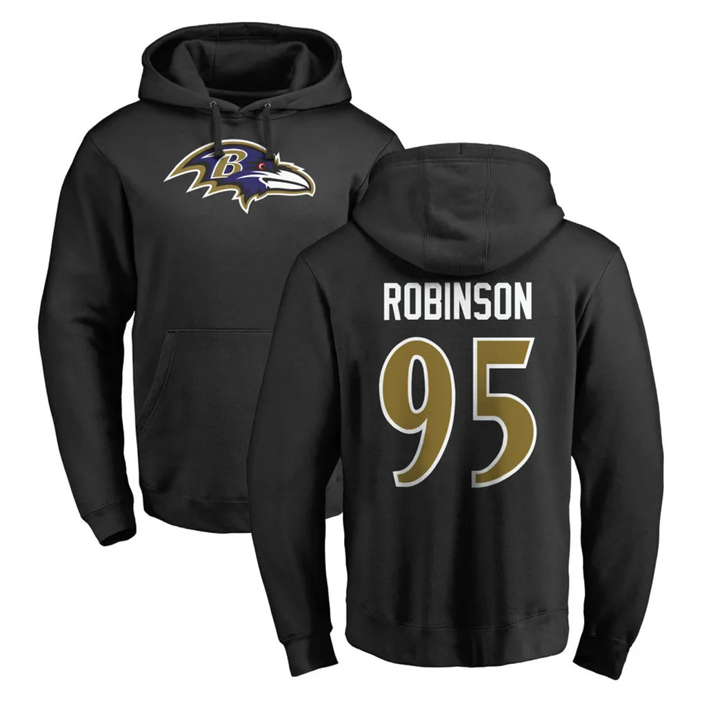 Ncoe B.Ravens #95 Tavius Robinson Player Black Pullover Hoodie Stitched Jerseys