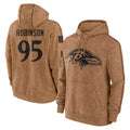 Ncoe B.Ravens #95 Tavius Robinson Player Brown Salute to Service Pullover Hoodie Stitched Jerseys