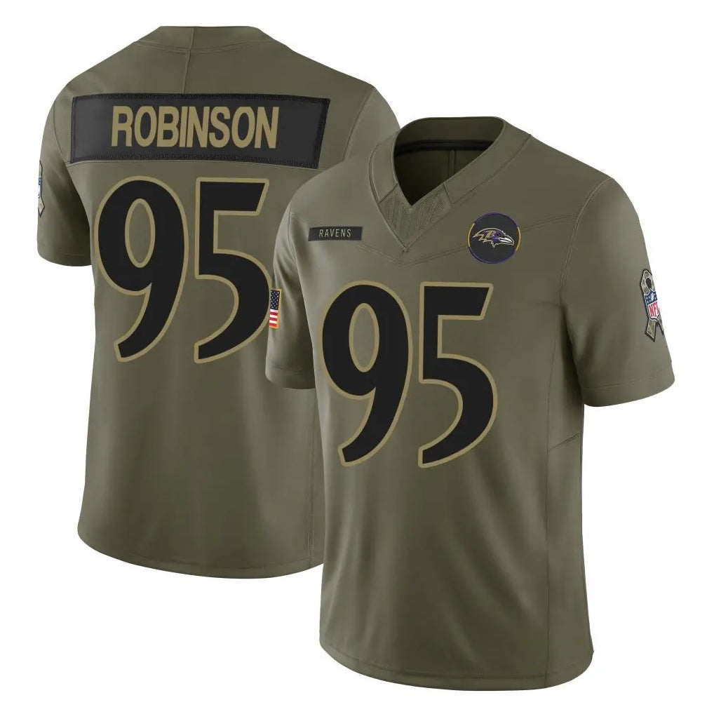 Ncoe B.Ravens #95 Tavius Robinson Player Olive Salute To Service Limited Home Game Stitched Jerseys