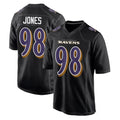Ncoe B.Ravens #98 Travis Jones Player Black Carbon Fashion Home Game Stitched Jerseys