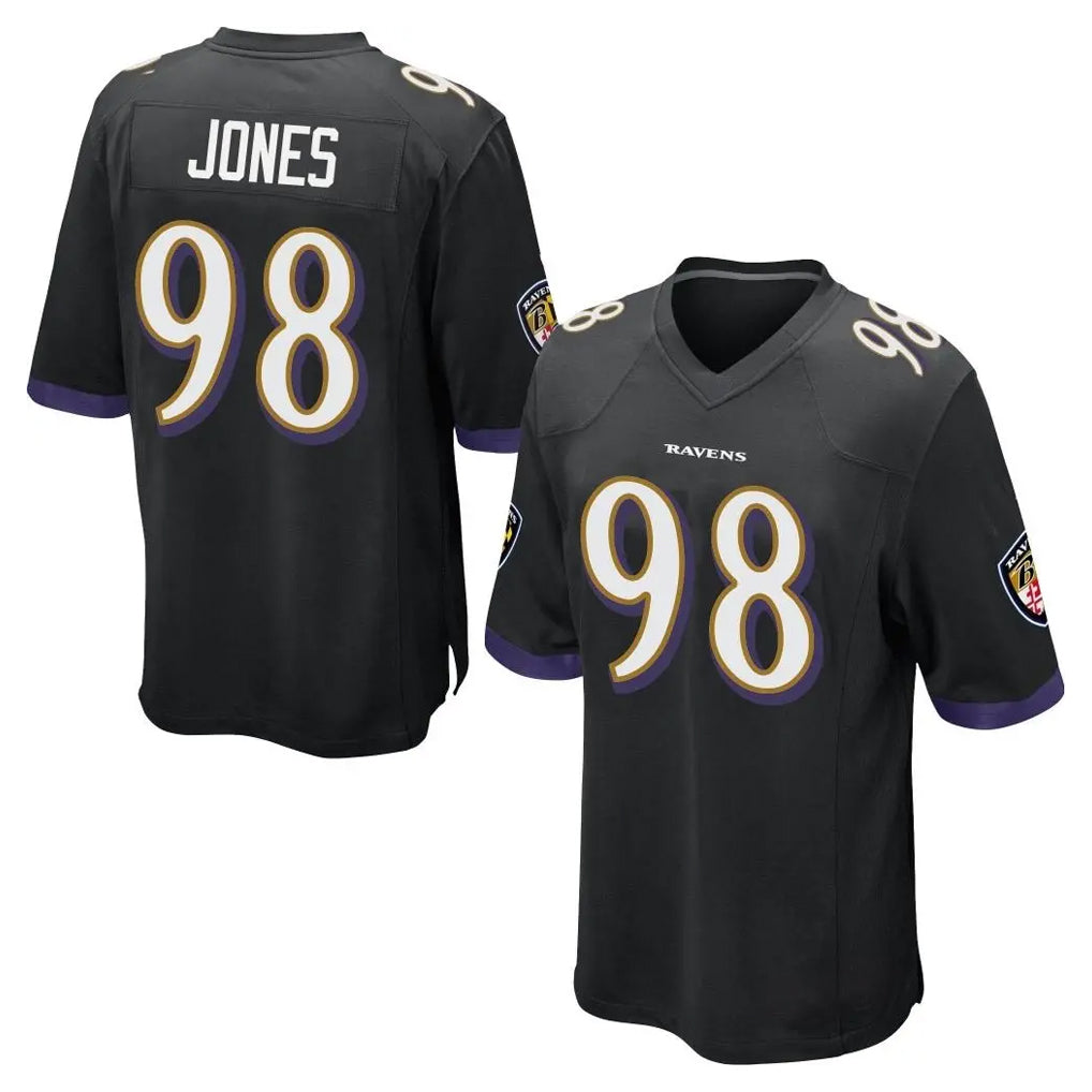 Ncoe B.Ravens #98 Travis Jones Player Black Home Game Stitched Jerseys