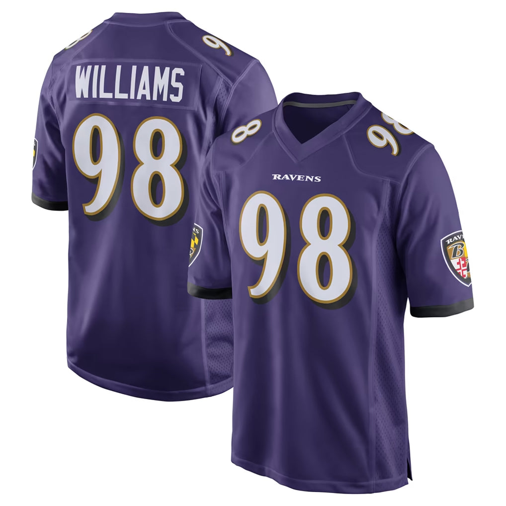Ncoe B.Ravens #98 Travis Jones Player Purple Home Game Stitched Jerseys