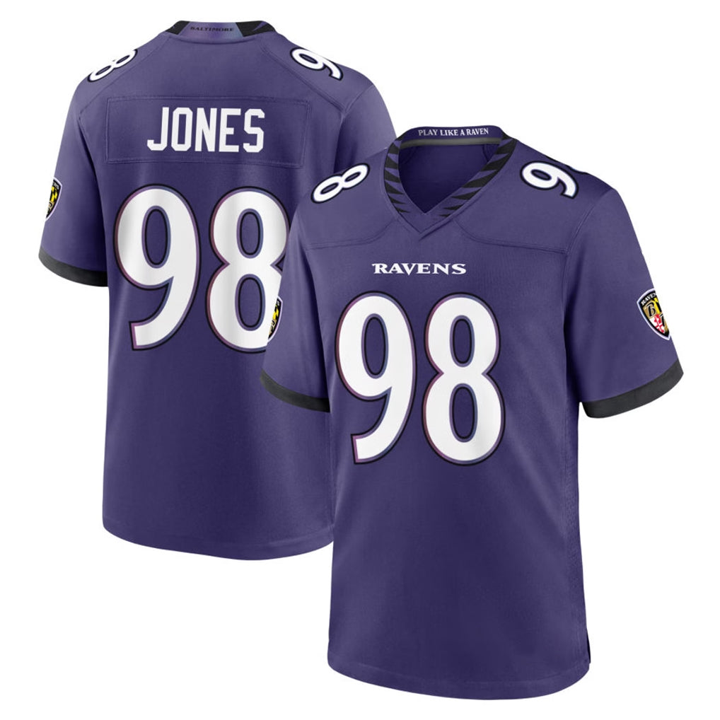 Ncoe B.Ravens #98 Travis Jones Player Purple Limited Home Game Stitched Jerseys