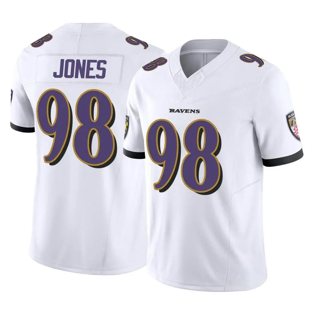Ncoe B.Ravens #98 Travis Jones Player White Vapor F.U.S.E. Limited Home Game Stitched Jerseys