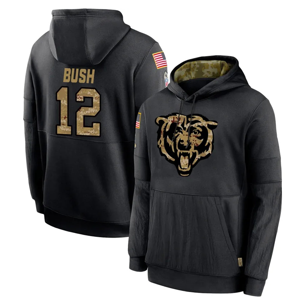 Ncoe C.Bears #12 Devin Bush Player Black Salute to Service Pullover Hoodies Limited Stitched Jerseys