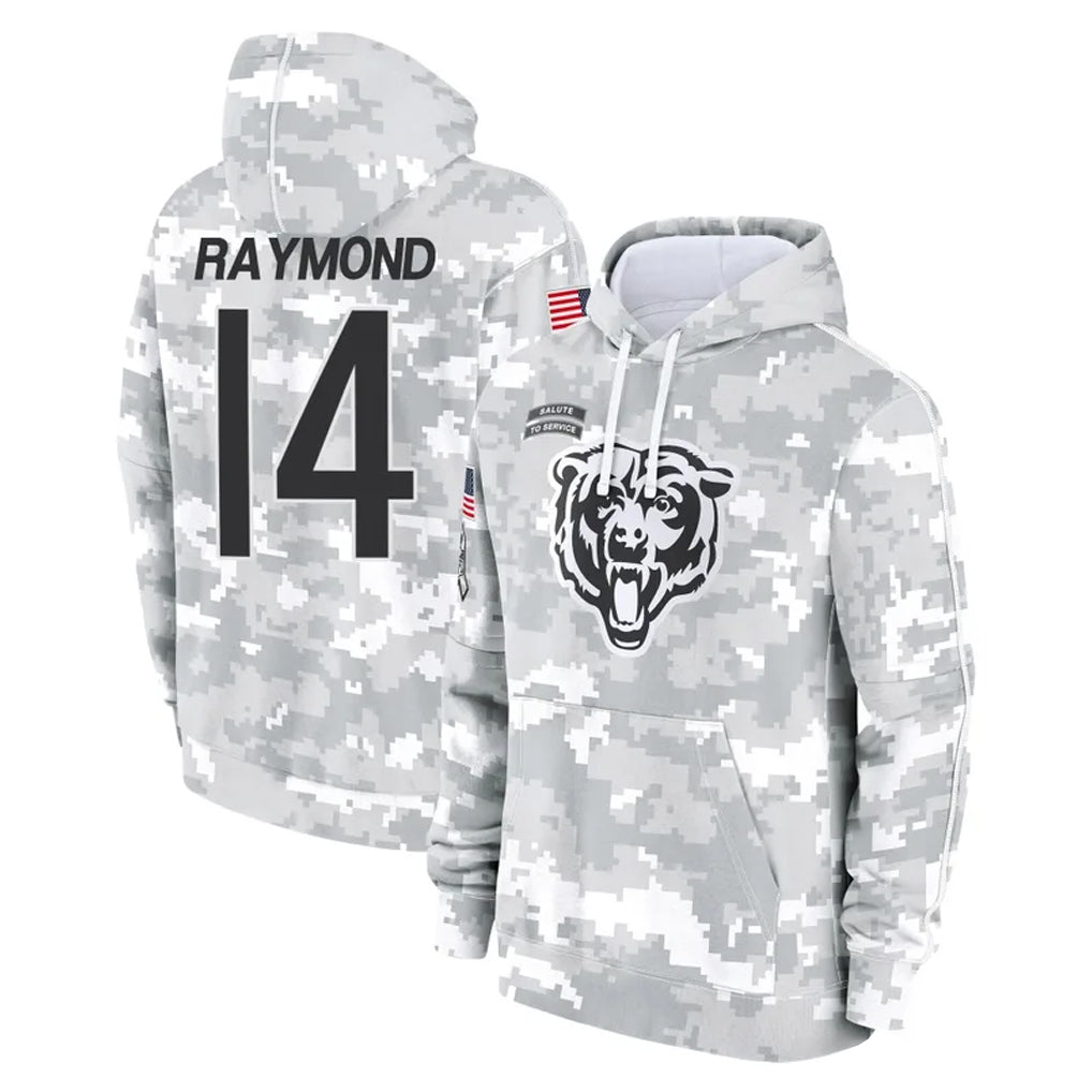 Ncoe C.Bears #14 Kalif Raymond Player Arctic Camo Salute to Service Pullover Hoodies Limited Stitched Jerseys