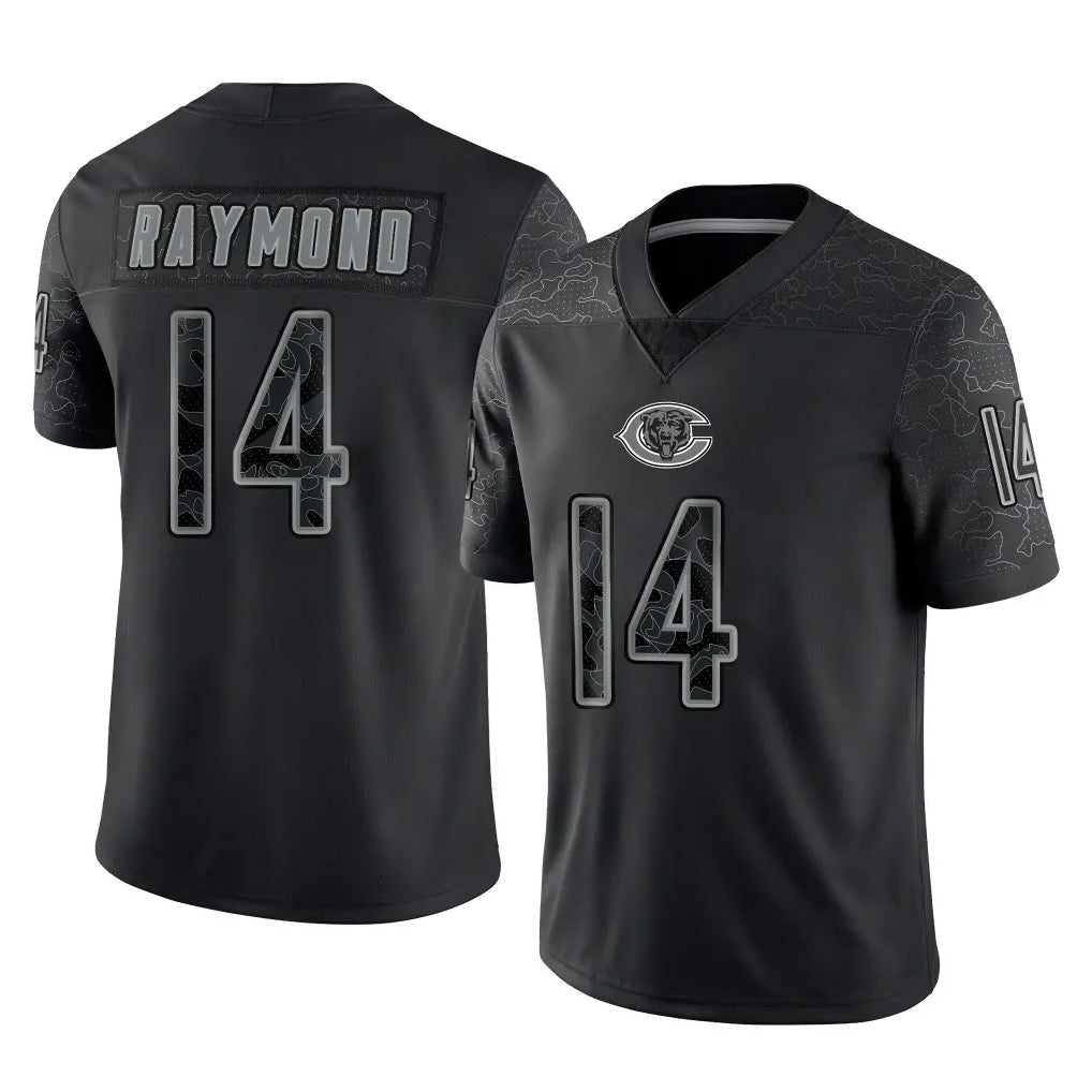 Ncoe C.Bears #14 Kalif Raymond Player Black REFLECTIVE Limited Game Stitched Jerseys