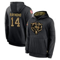 Ncoe C.Bears #14 Kalif Raymond Player Black Salute to Service Pullover Hoodies Limited Stitched Jerseys