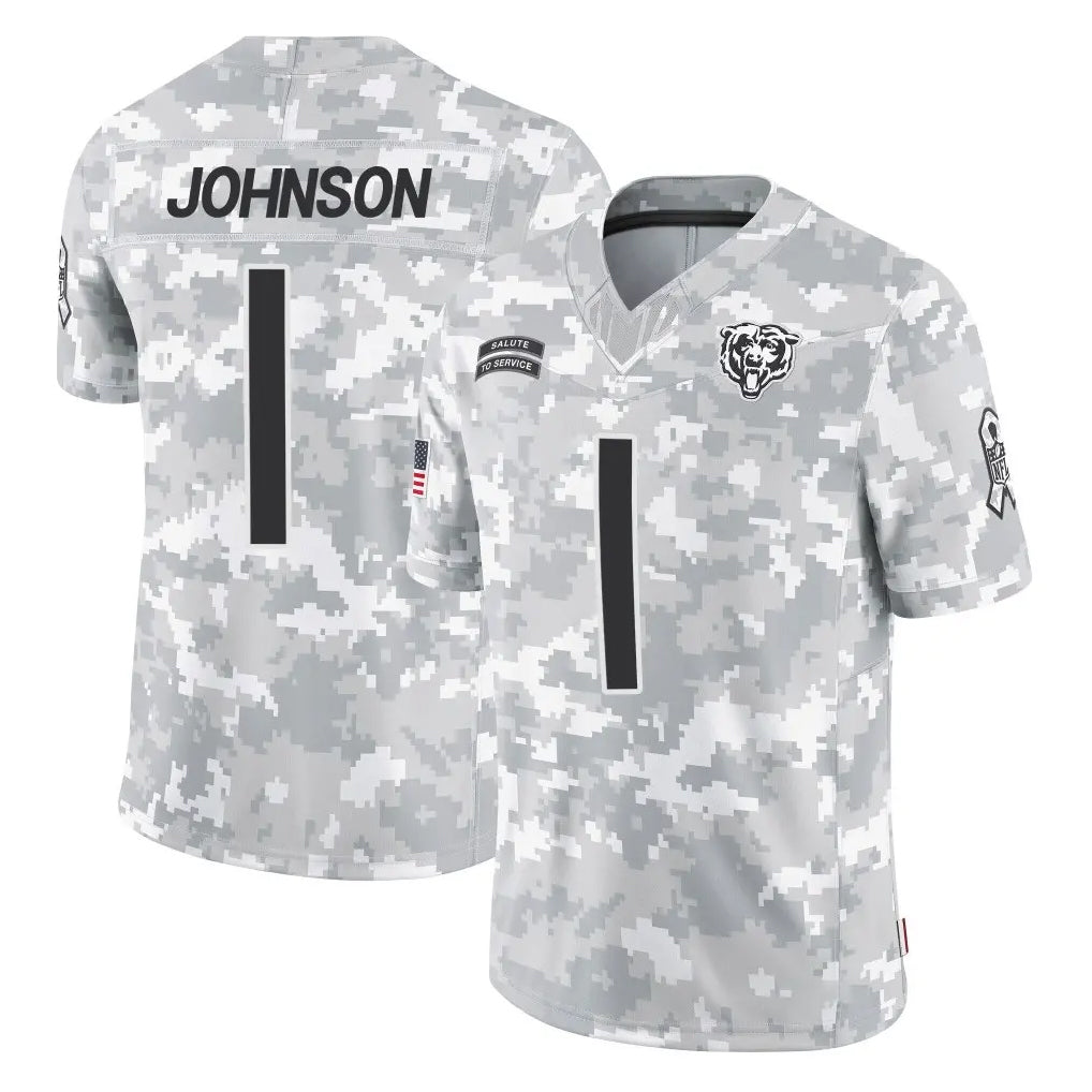 Ncoe C.Bears #1 Jaylon Johnson Player Arctic Camo Salute to Service Limited Stitched Jerseys