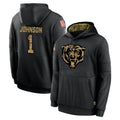 Ncoe C.Bears #1 Jaylon Johnson Player Black Salute to Service Pullover Hoodies Limited Stitched Jerseys