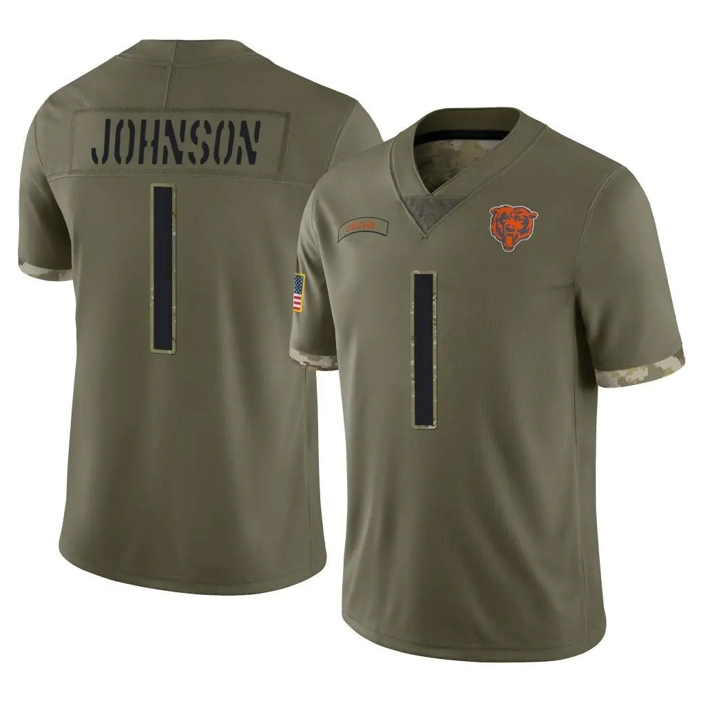 Ncoe C.Bears #1 Jaylon Johnson Player Olive Salute to Service Limited Game Stitched Jerseys
