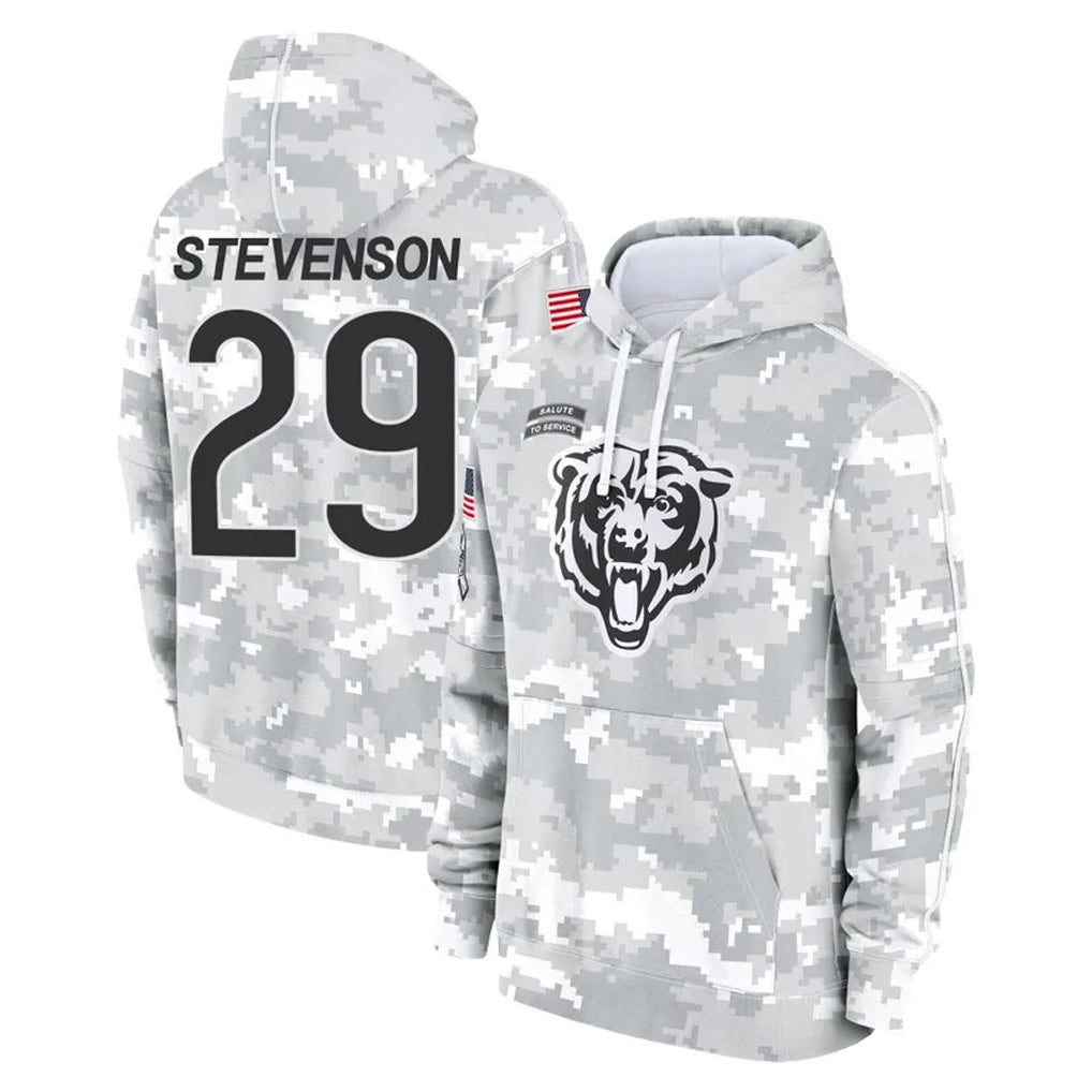 Ncoe C.Bears #29 Tyrique Stevenson Player Arctic Camo Salute to Service Pullover Hoodies Limited Stitched Jerseys