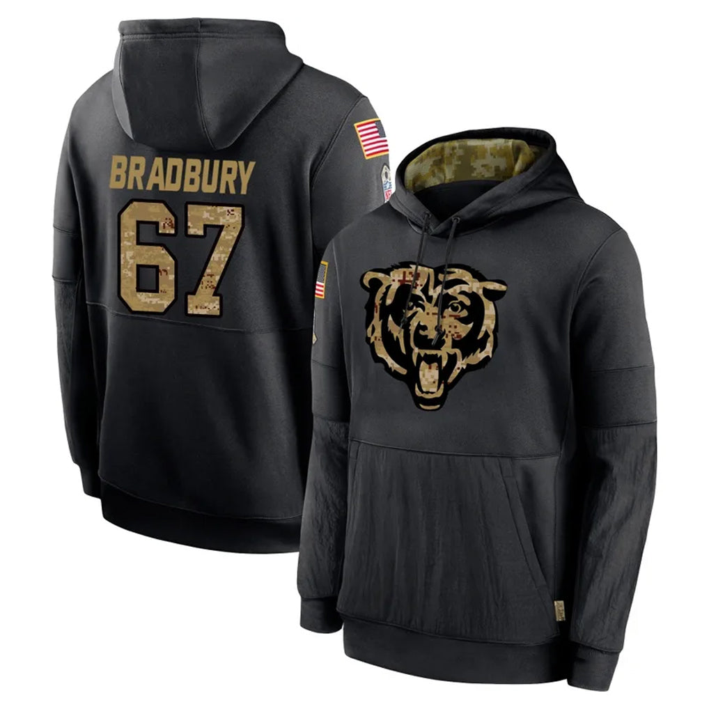 Ncoe C.Bears #67 Garrett Bradbury Player Black Salute to Service Pullover Hoodies Limited Stitched Jerseys