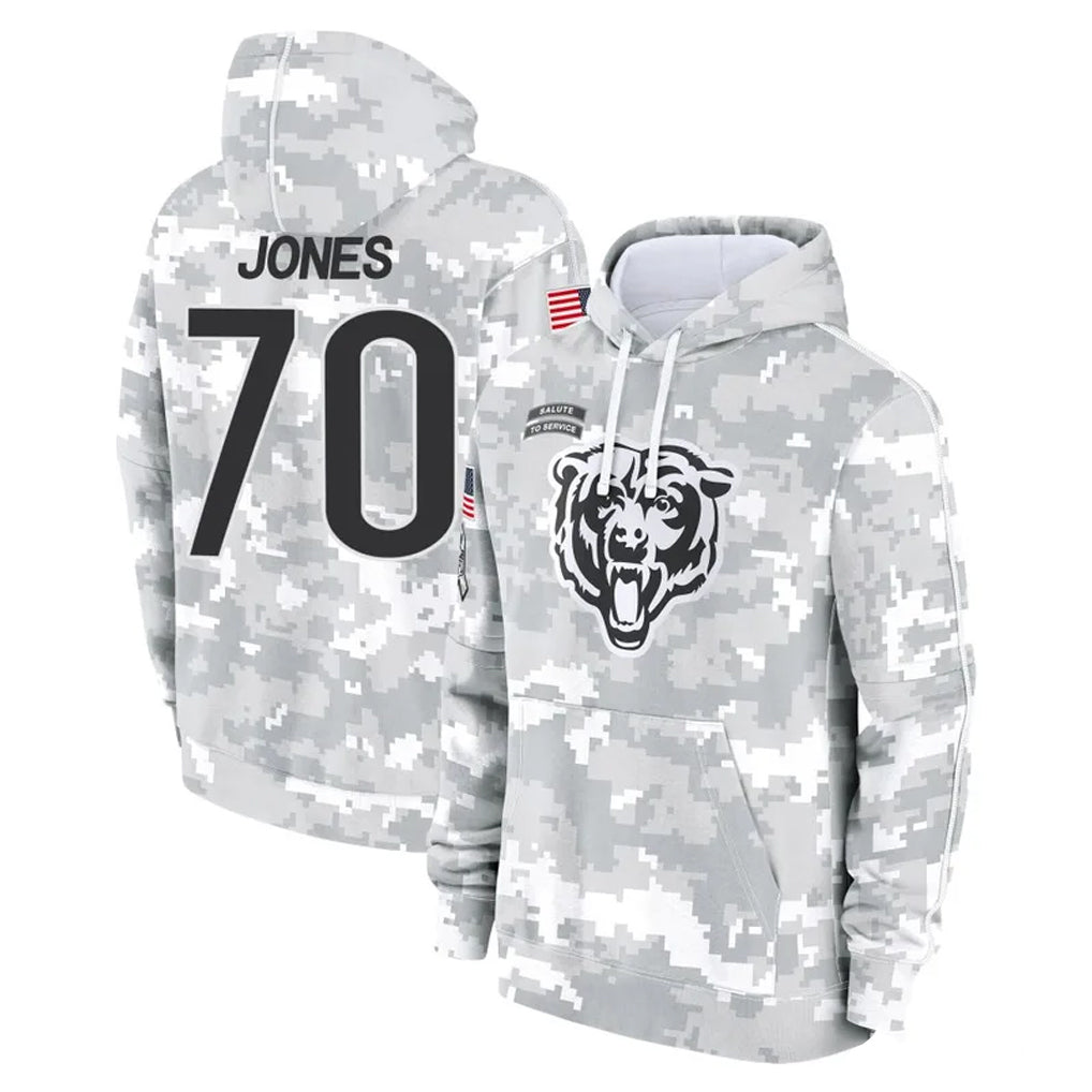 Ncoe C.Bears #70 Braxton Jones Player Arctic Camo Salute to Service Pullover Hoodies Limited Stitched Jerseys