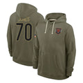 Ncoe C.Bears #70 Braxton Jones Player Olive Salute to Service Pullover Hoodies Limited Stitched Jerseys
