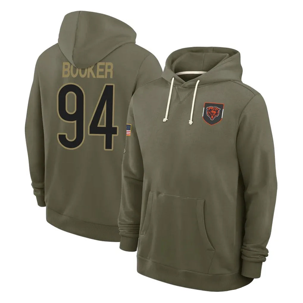 Ncoe C.Bears #94 Austin Booker Player Olive Salute to Service Pullover Hoodies Limited Stitched Jerseys