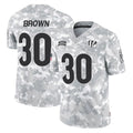 Ncoe C.Bengals #30 Chase Brown Player Arctic Camo Salute to Service Limited Stitched Jerseys