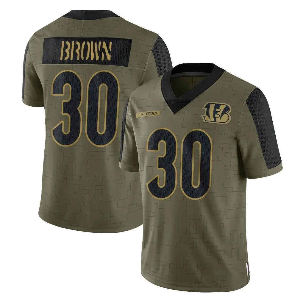 Ncoe C.Bengals #30 Chase Brown Player Olive Salute to Service Game Stitched Jerseys