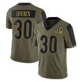 Ncoe C.Bengals #30 Chase Brown Player Olive Salute to Service Game Stitched Jerseys