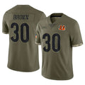 Ncoe C.Bengals #30 Chase Brown Player Olive Salute to Service Limited Home Game Stitched Jerseys