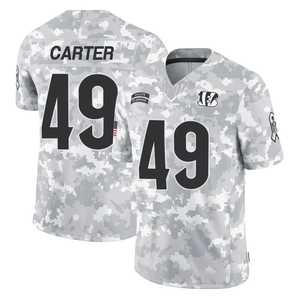 Ncoe C.Bengals #49 Barrett Carter Player Arctic Camo Salute to Service Limited Stitched Jerseys