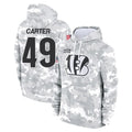 Ncoe C.Bengals #49 Barrett Carter Player Arctic Camo Salute to Service Pullover Hoodie Limited Stitched Jerseys