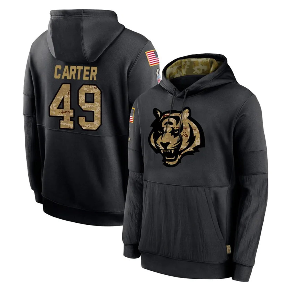 Ncoe C.Bengals #49 Barrett Carter Player Black Salute to Service Pullover Hoodies Limited Stitched Jerseys