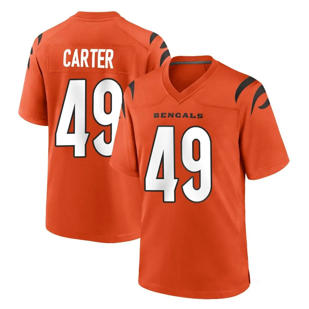 Ncoe C.Bengals #49 Barrett Carter Player Orange Home Game Stitched Jerseys