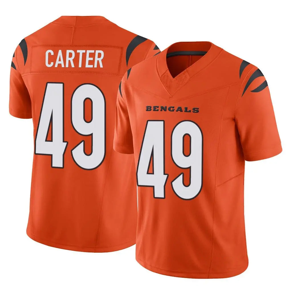 Ncoe C.Bengals #49 Barrett Carter Player Orange Vapor F.U.S.E. Limited Home Game Stitched Jerseys