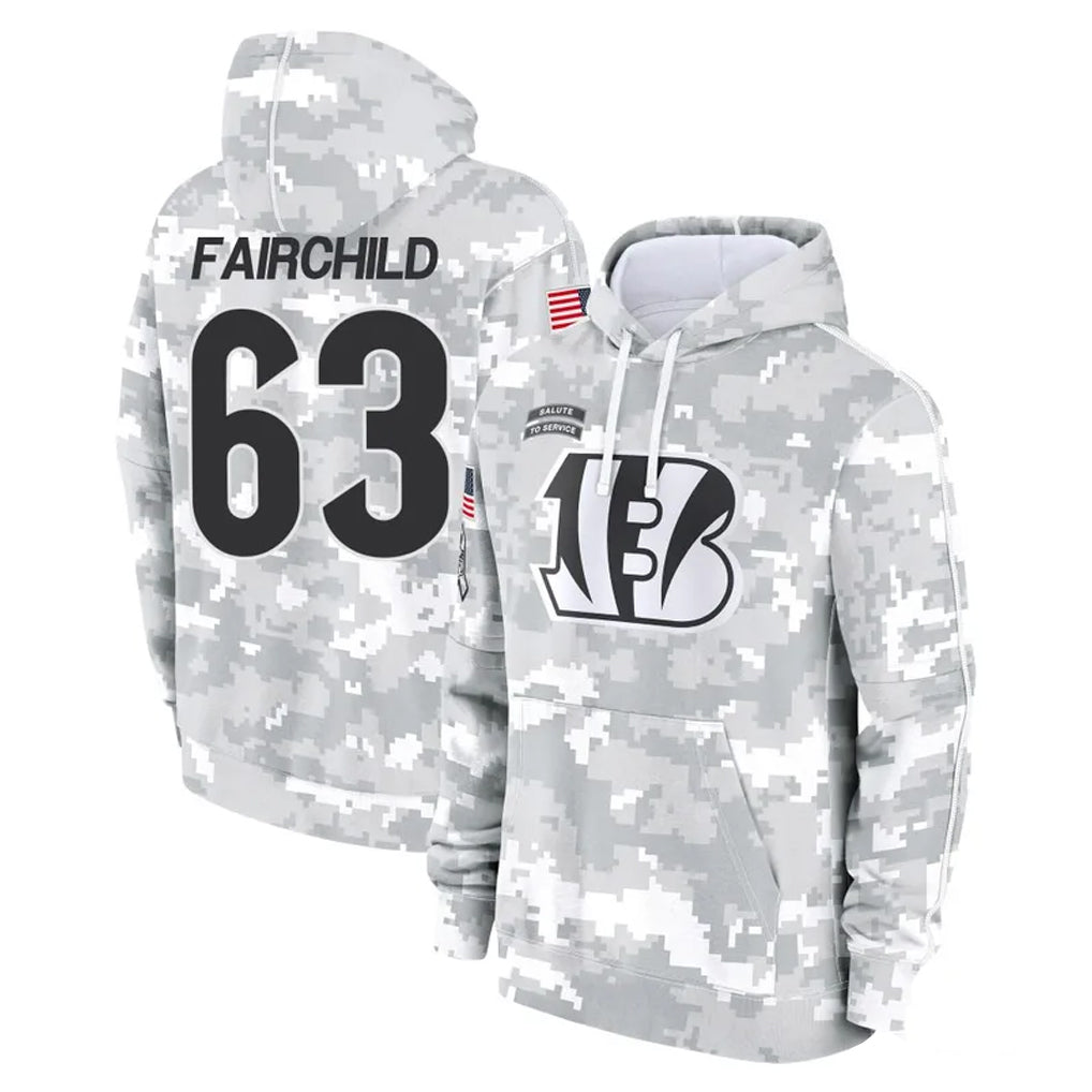 Ncoe C.Bengals #63 Dylan Fairchild Player Arctic Camo Salute to Service Pullover Hoodie Limited Stitched Jerseys