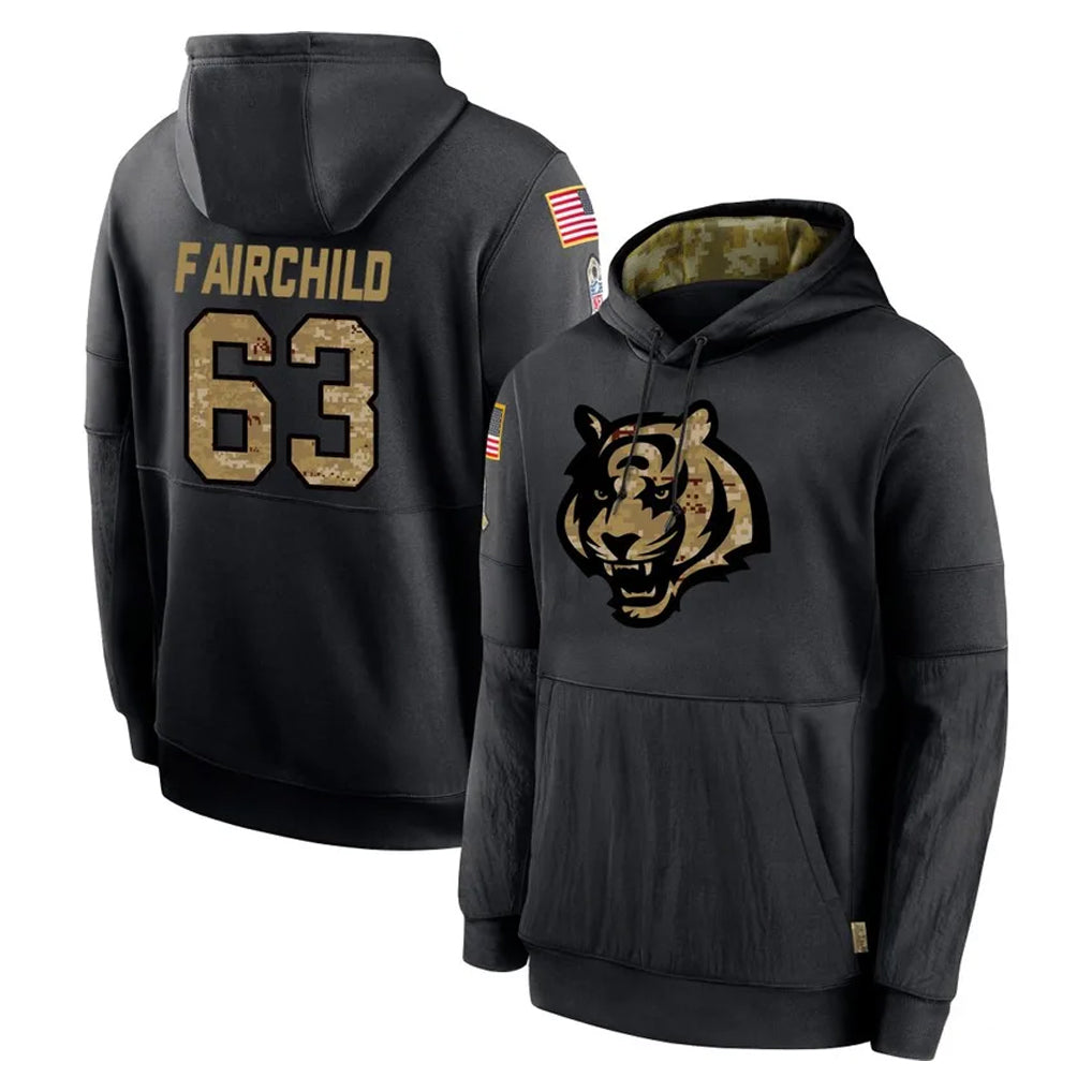 Ncoe C.Bengals #63 Dylan Fairchild Player Black Salute to Service Pullover Hoodies Limited Stitched Jerseys