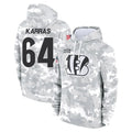 Ncoe C.Bengals #64 Ted Karras Player Arctic Camo Salute to Service Pullover Hoodie Limited Stitched Jerseys
