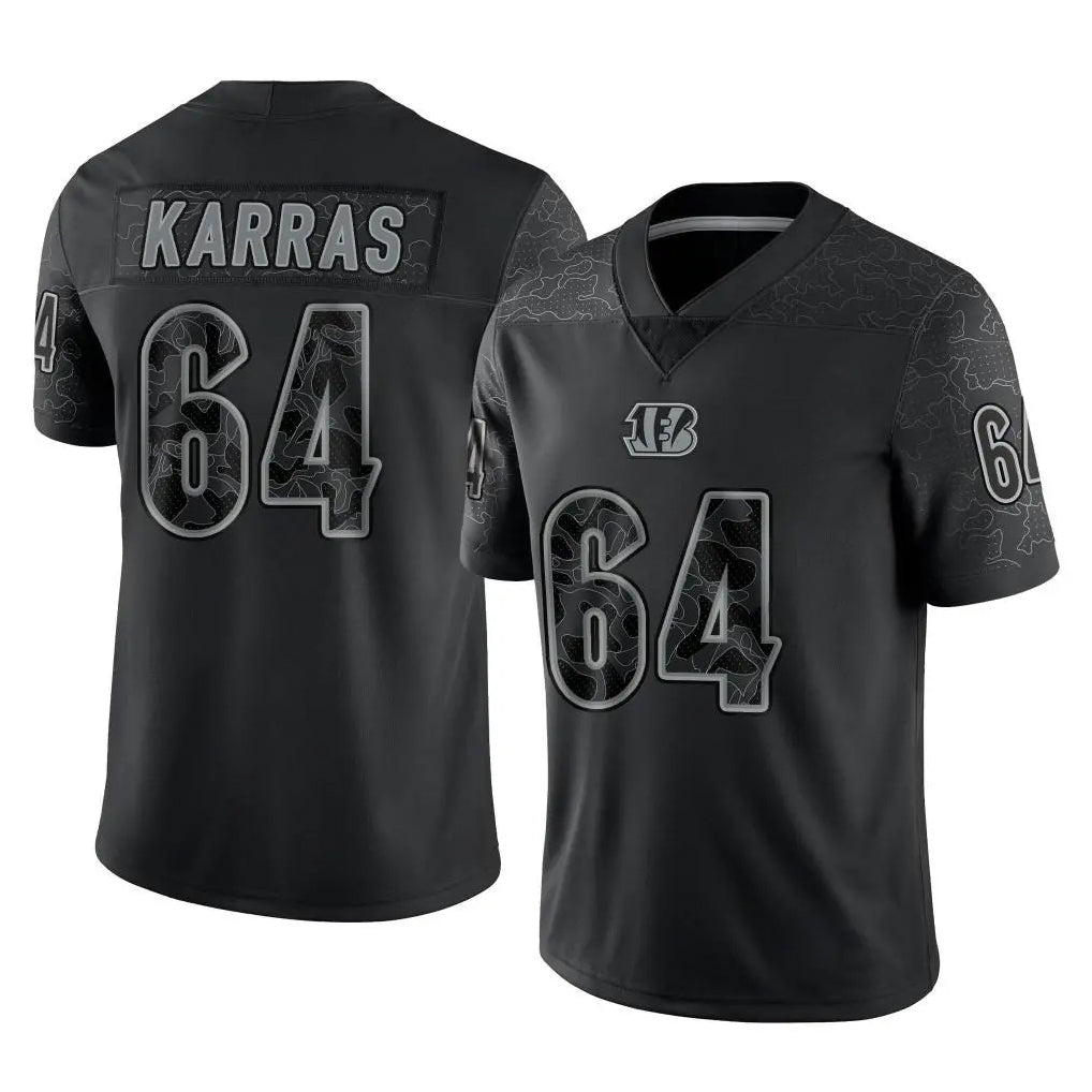 Ncoe C.Bengals #64 Ted Karras Player Black Reflective Limited Game Stitched Jerseys