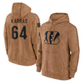 Ncoe C.Bengals #64 Ted Karras Player Brown Salute to Service Pullover Hoodie Limited Stitched Jerseys